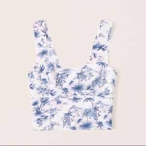 Abercrombie Cropped Linen Blend Corset Top